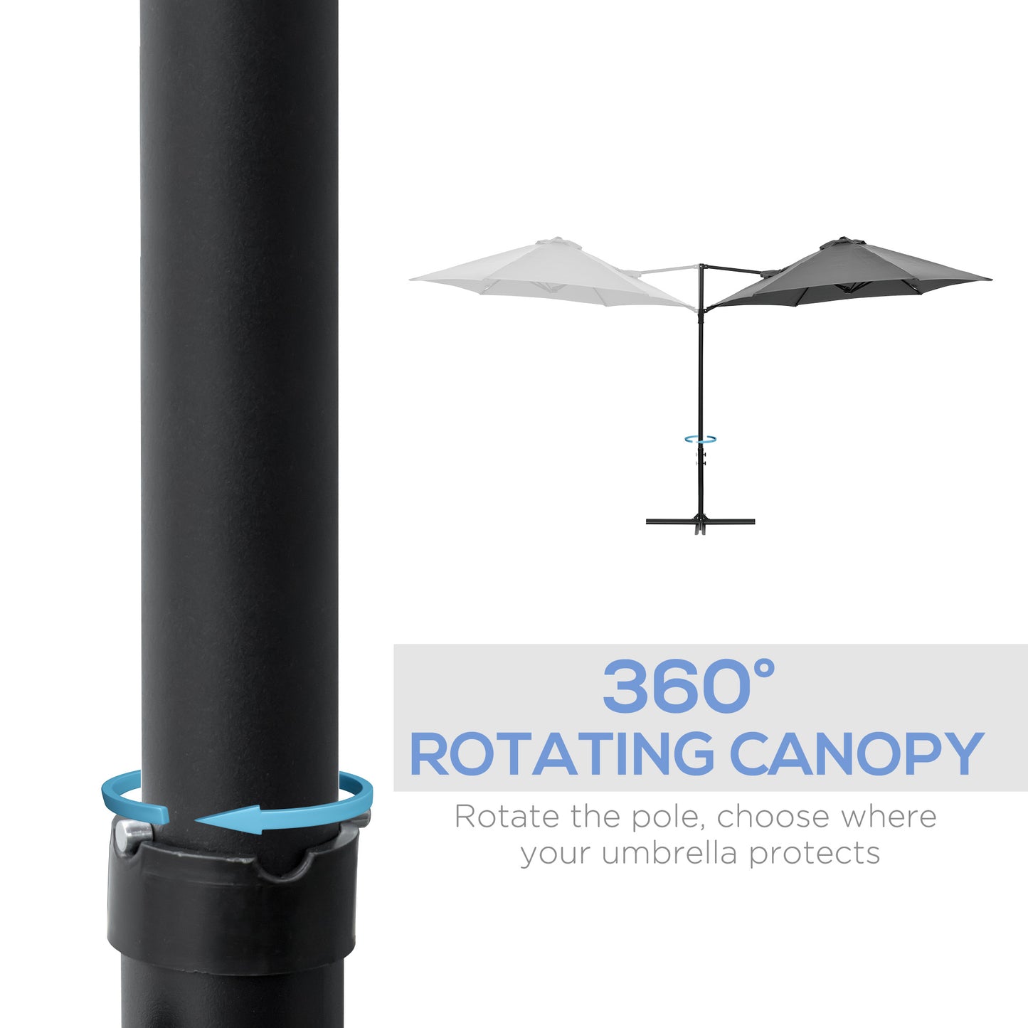 Parasol déporté cantilever 8,5 pieds avec base