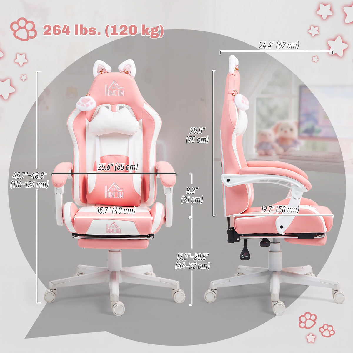 Chaise de joueur style chat avec repose-pieds