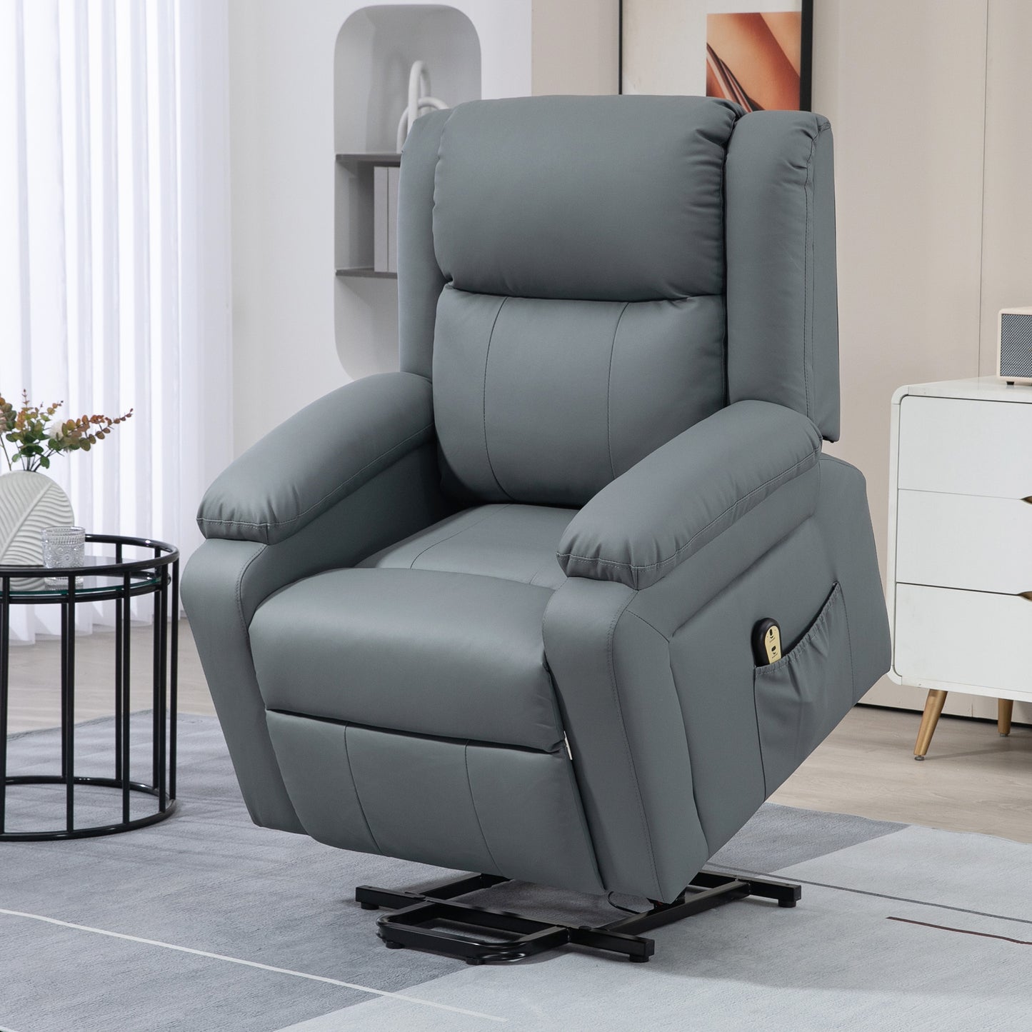 Fauteuil releveur électrique rembourré similicuir avec télécommande
