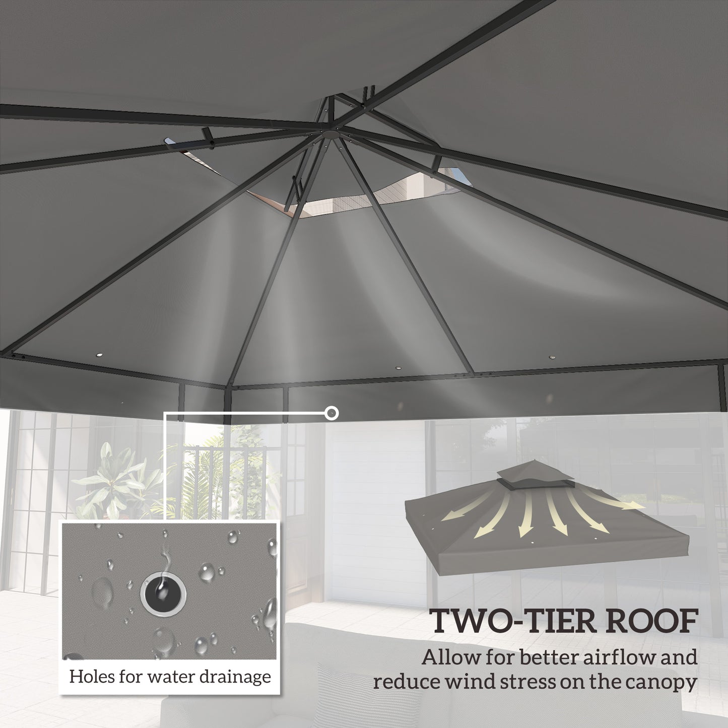Toile de remplacement gazebo 2 niveaux 3 x 3 m
