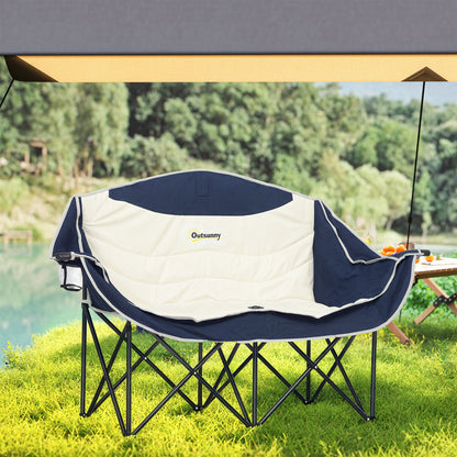 Chaise de camping double avec porte-verres et sac