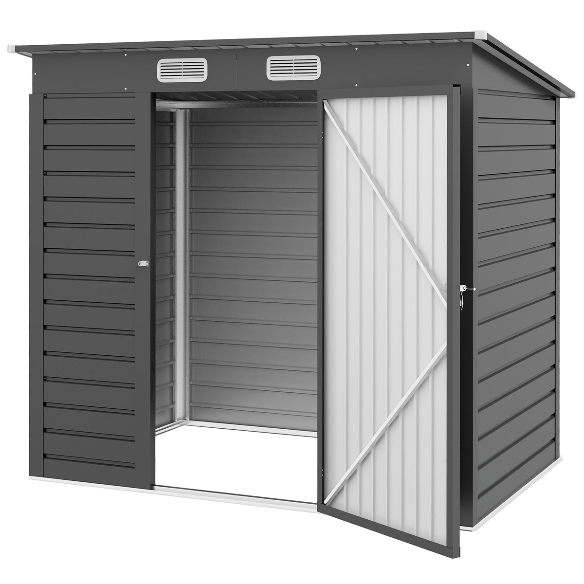 Abri de jardin métallique galvanisé 6x4 pi — gris