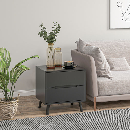 Table de chevet moderne à deux tiroirs avec pieds