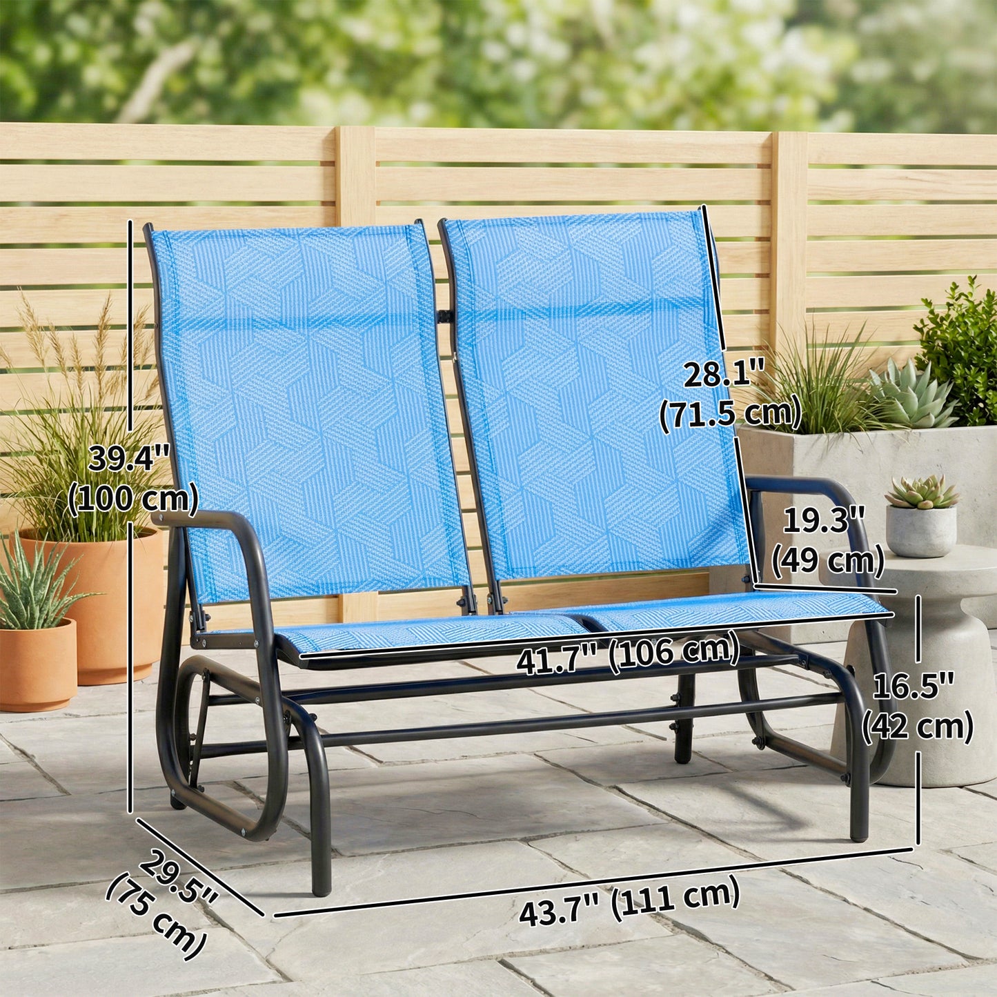 Banc planeur extérieur 2 places mécanisme glissement