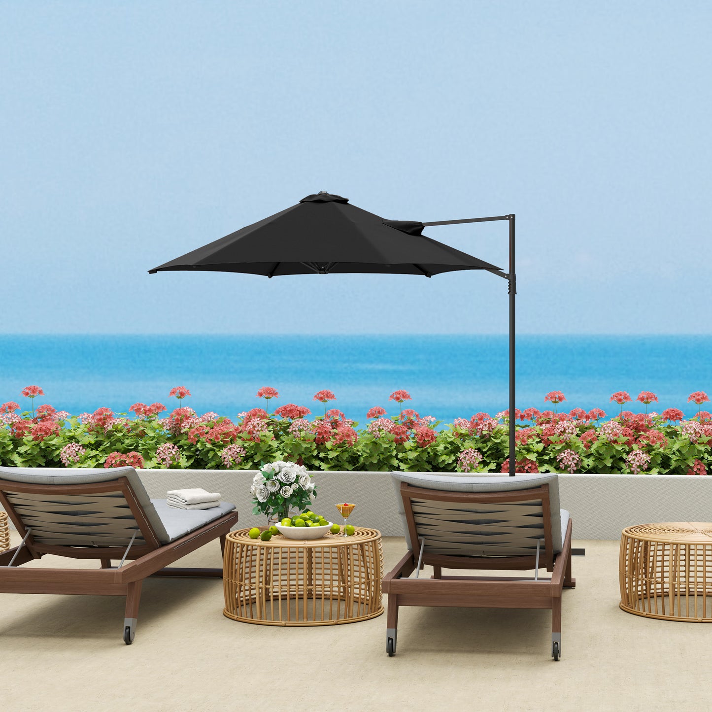 Parasol déporté cantilever 8,5 pieds avec base