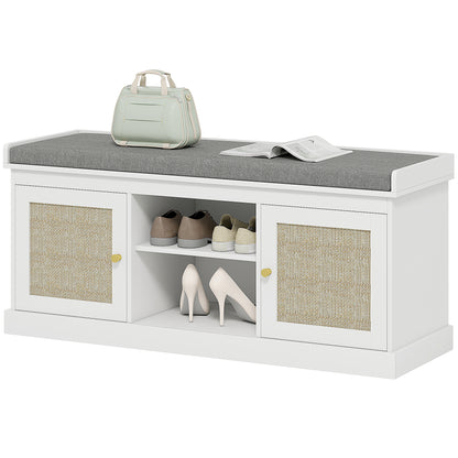 Banc à chaussures style boho avec coussin rembourré