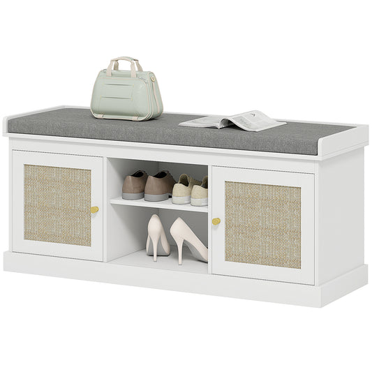 Banc à chaussures style boho avec coussin rembourré
