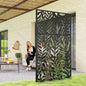 Outsunny 183x96cm Metal Outdoor Privacy Screen - Black