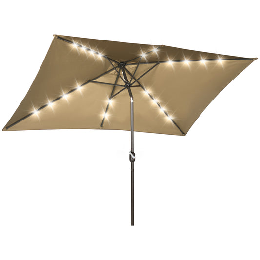 Parasol de patio rectangulaire avec éclairage DEL solaire 195x295cm