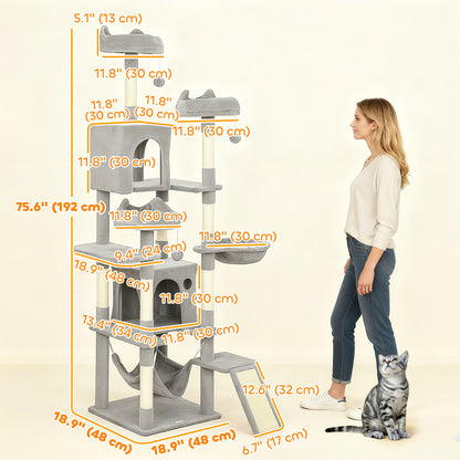 Arbre à chat multi-niveaux 192 cm avec 8 griffoirs