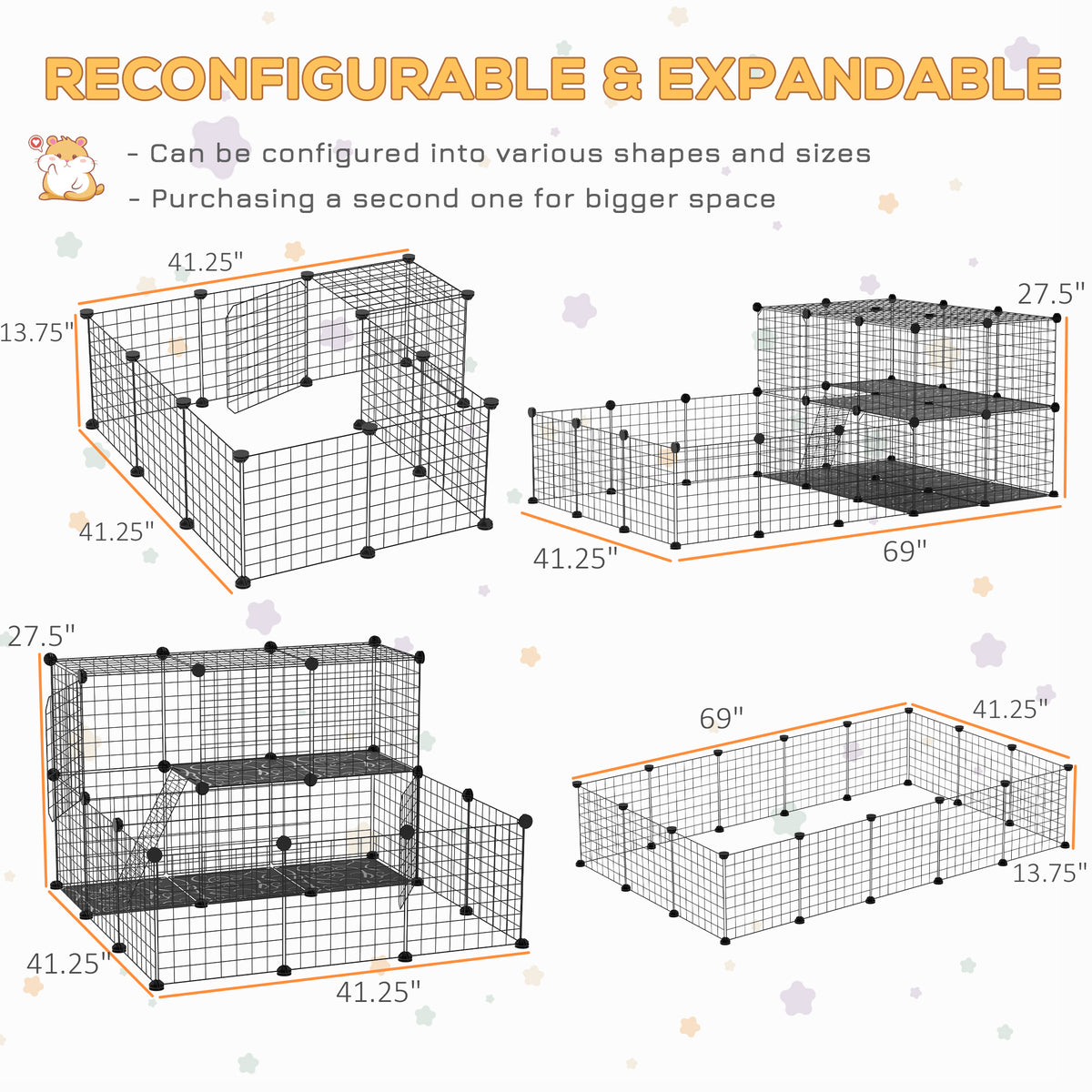 Parc pour petits animaux modulable 46 panneaux