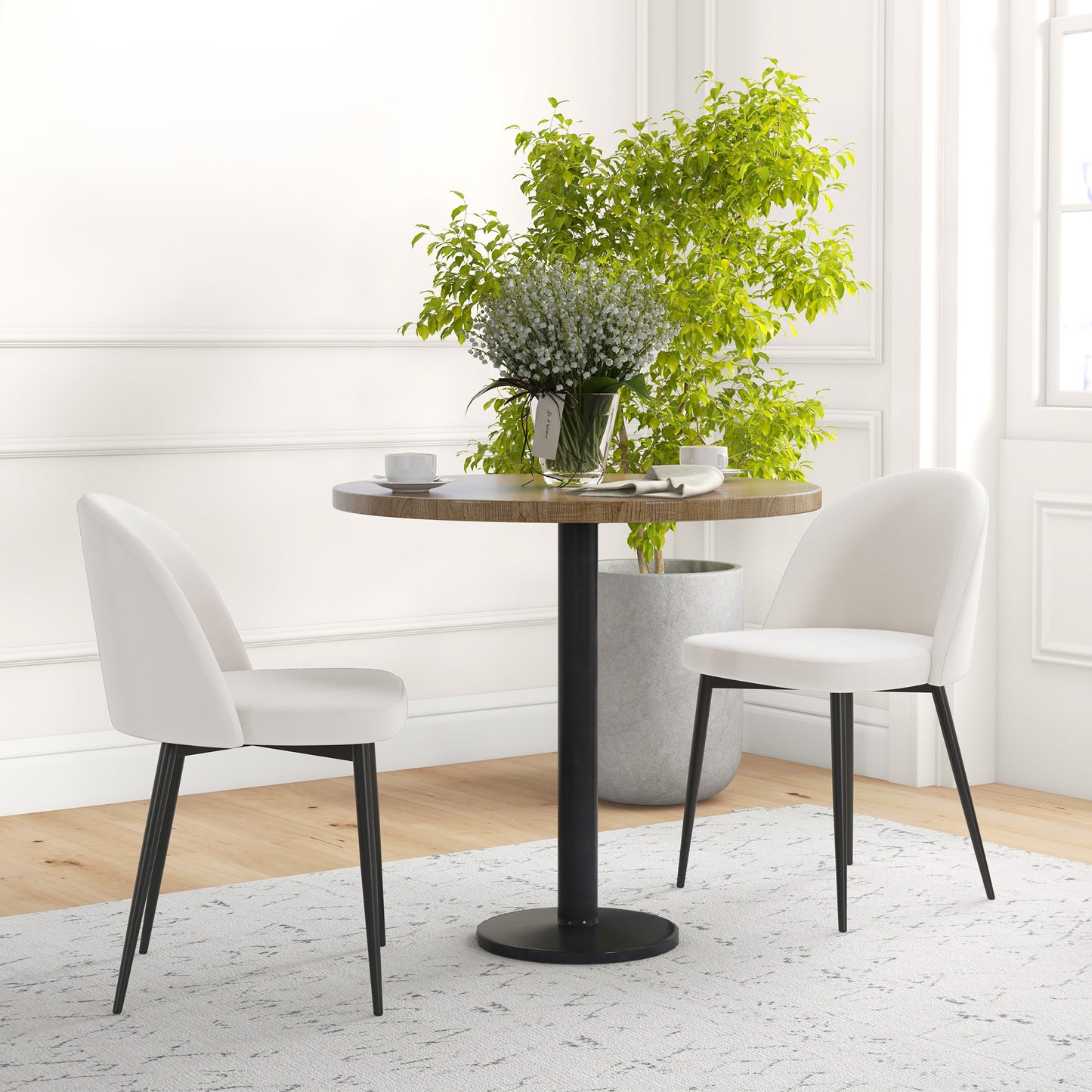 Chaises salle manger dossier mi-hauteur velours ensemble 2