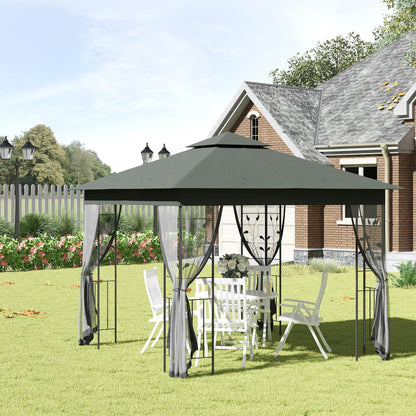 Gazebo de patio toit double 3x3 m acier