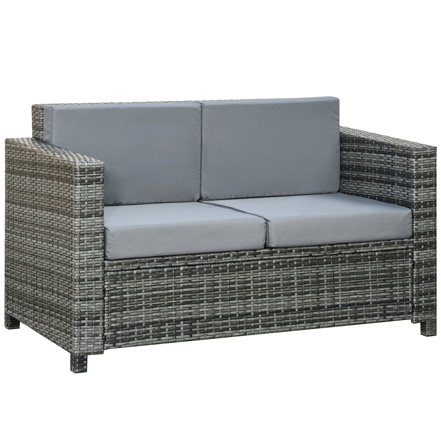 Causeuse de patio 2 places en rotin avec coussins