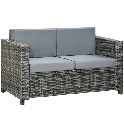 Causeuse de patio 2 places en rotin avec coussins