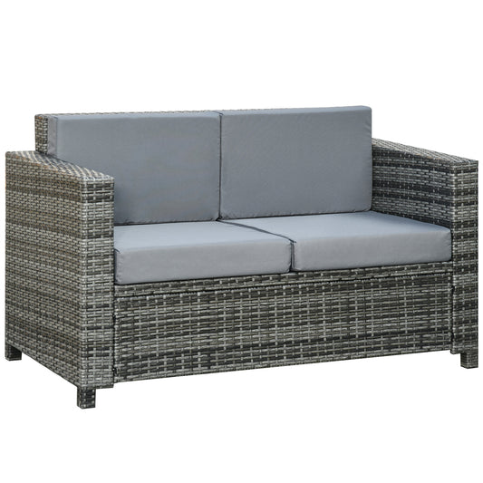 Causeuse de patio 2 places en rotin avec coussins