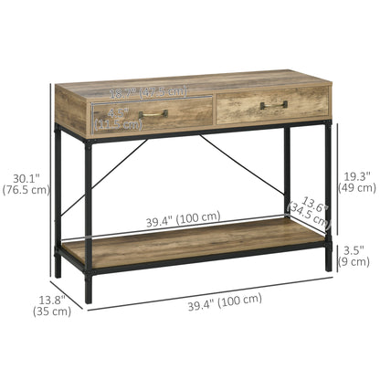 Console vintage avec tiroirs rangement 99 cm