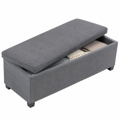 Banc de rangement en velours côtelé