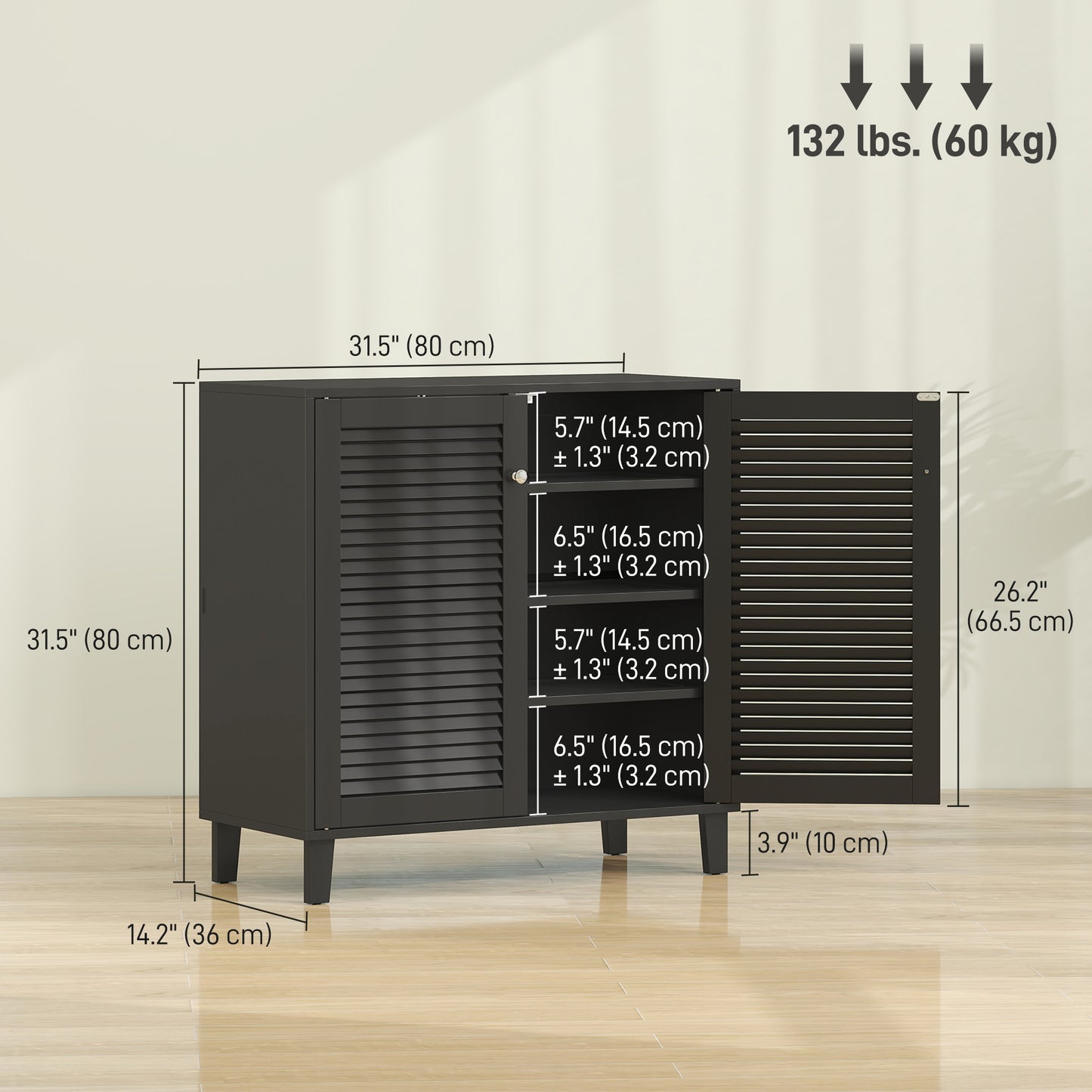 Armoire à chaussures 4 niveaux avec 2 portes