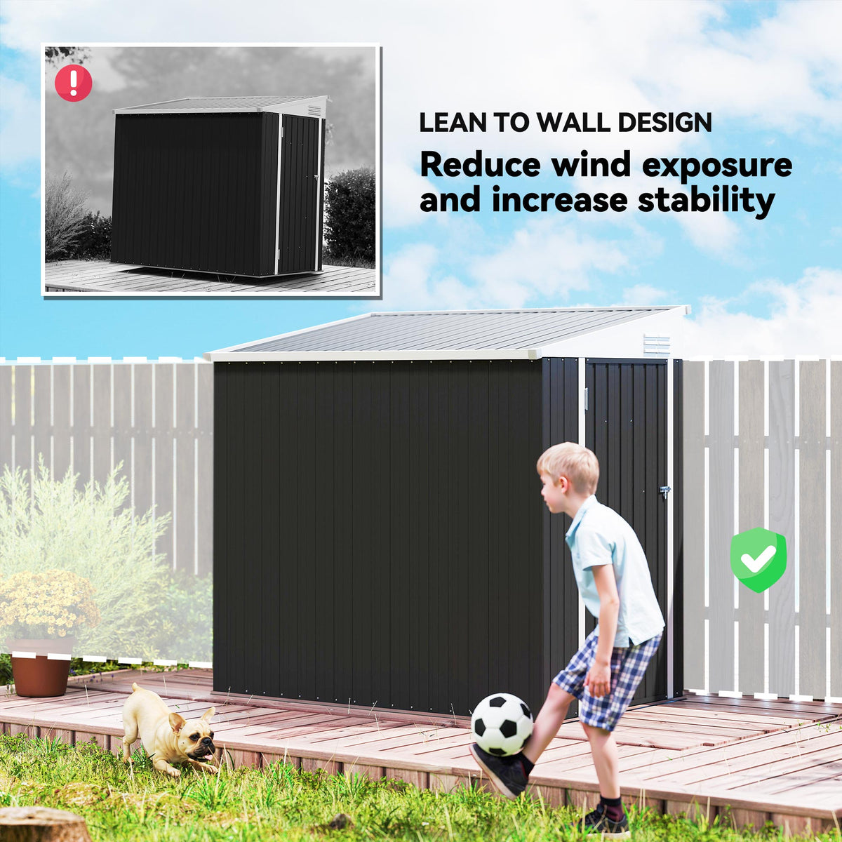 Remise de rangement extérieure verticale à double porte