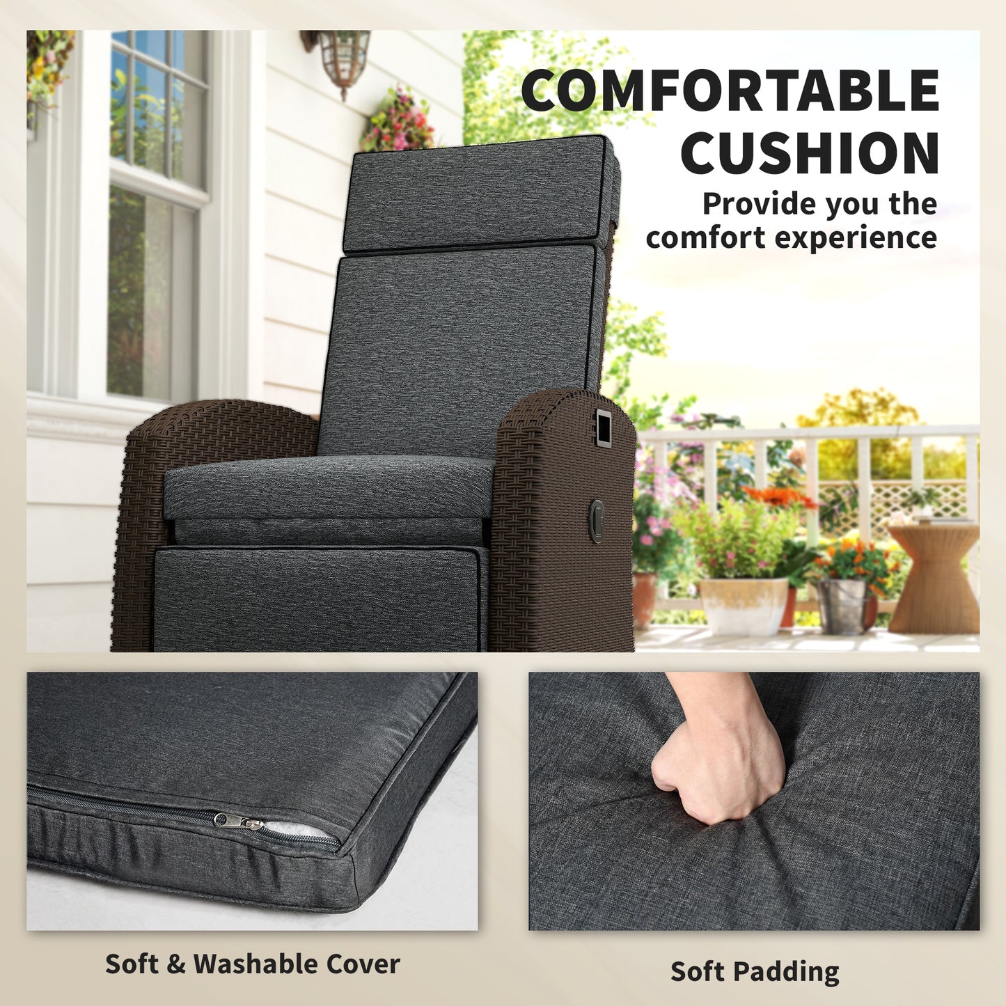 Chaise longue inclinable rotin avec dossier ajustable