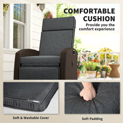 Chaise longue inclinable rotin avec dossier ajustable