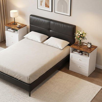 Tables de chevet avec station de recharge — Lot de 2