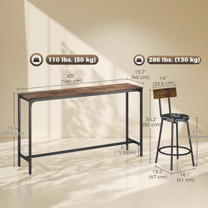 Ensemble table haute et tabourets de bar 4 pièces