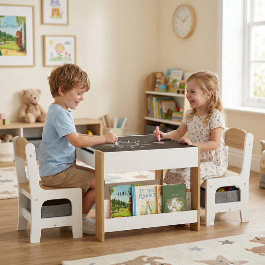 Ensemble table et chaises pour enfants avec plateau réversible