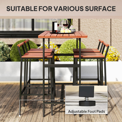 Ensemble bistro patio 5 pièces table haute tabourets