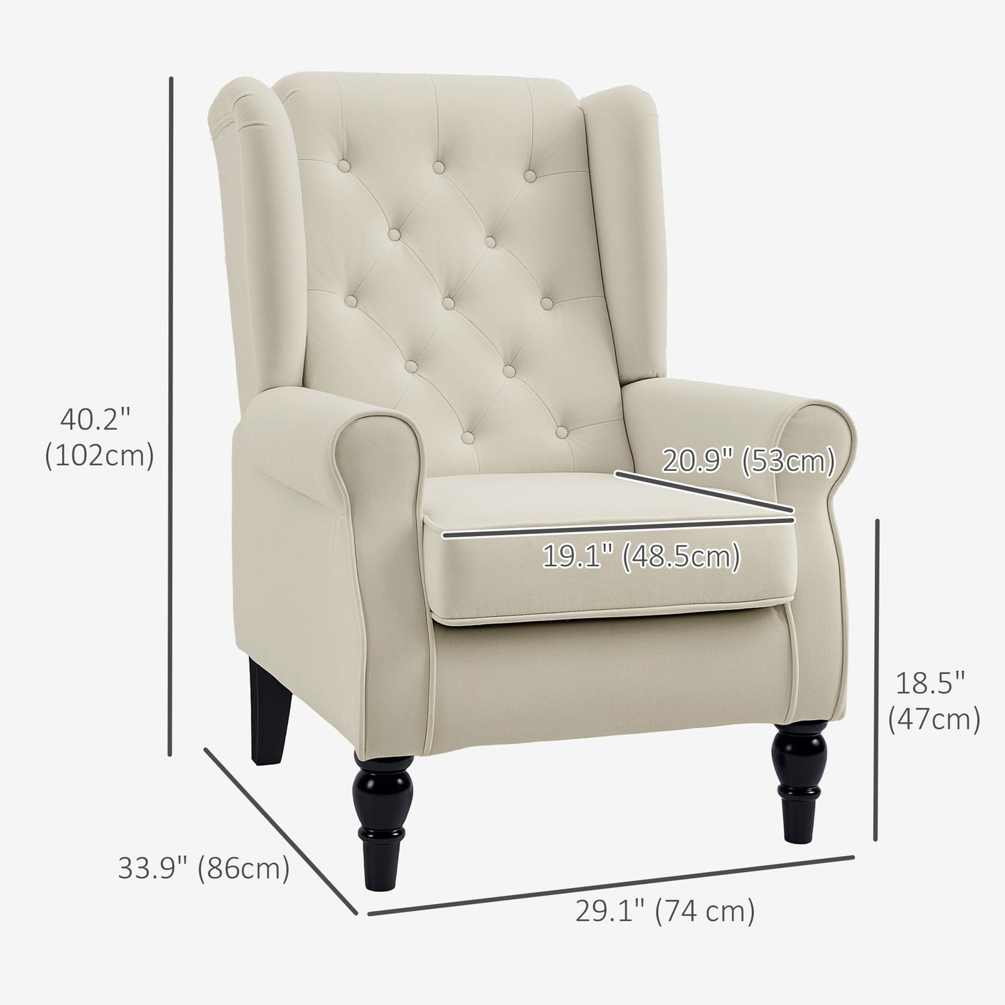 Fauteuil d'accent capitonné à dossier ailé en polyester