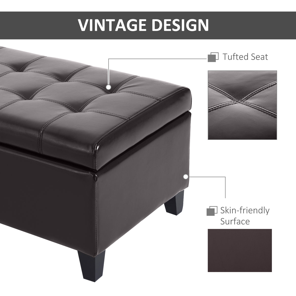 Banc ottoman de rangement en similicuir