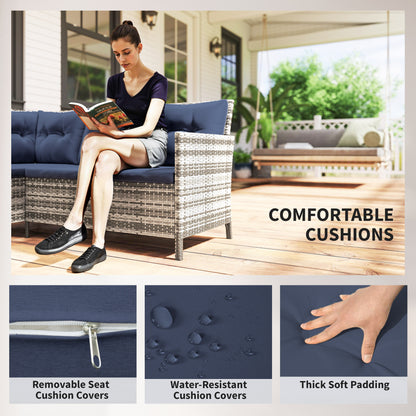 Ensemble de patio sectionnel rotin 6 pièces avec table