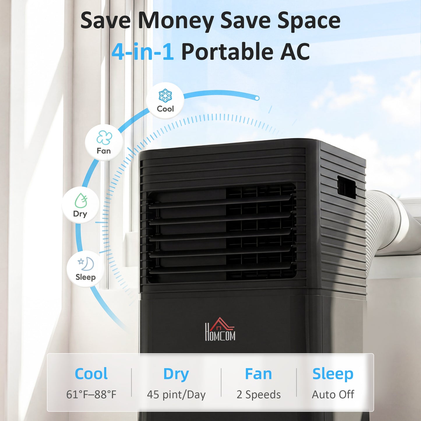 Climatiseur portatif 8000 BTU avec déshumidificateur et télécommande