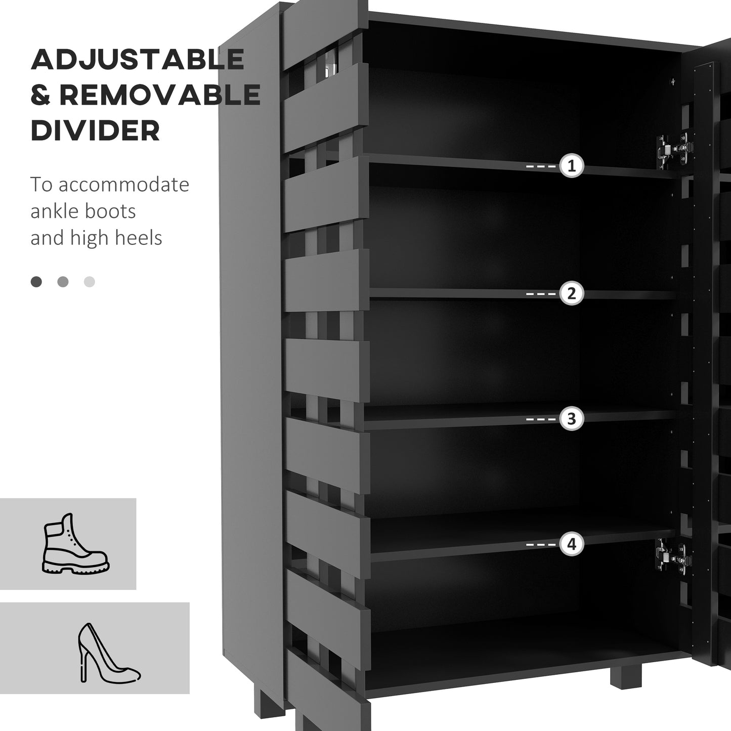 Armoire à chaussures 5 niveaux avec étagères latérales