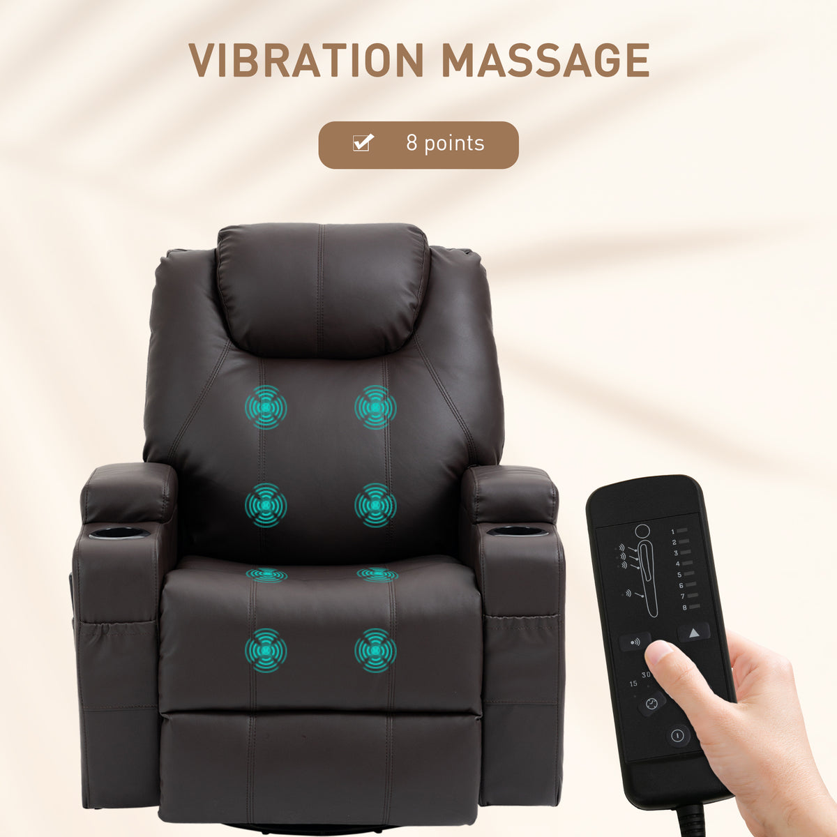 Fauteuil inclinable de massage pivotant en similicuir