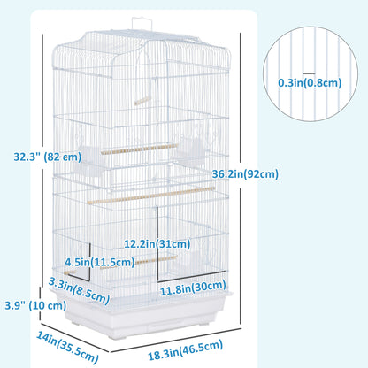Cage à oiseaux vol libre 2 portes avec perchoirs