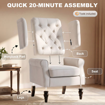 Fauteuil d'accent capitonné à dossier ailé en polyester