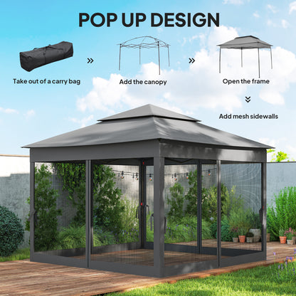 Tente pop-up 2 niveaux avec moustiquaire 335 x 335 cm