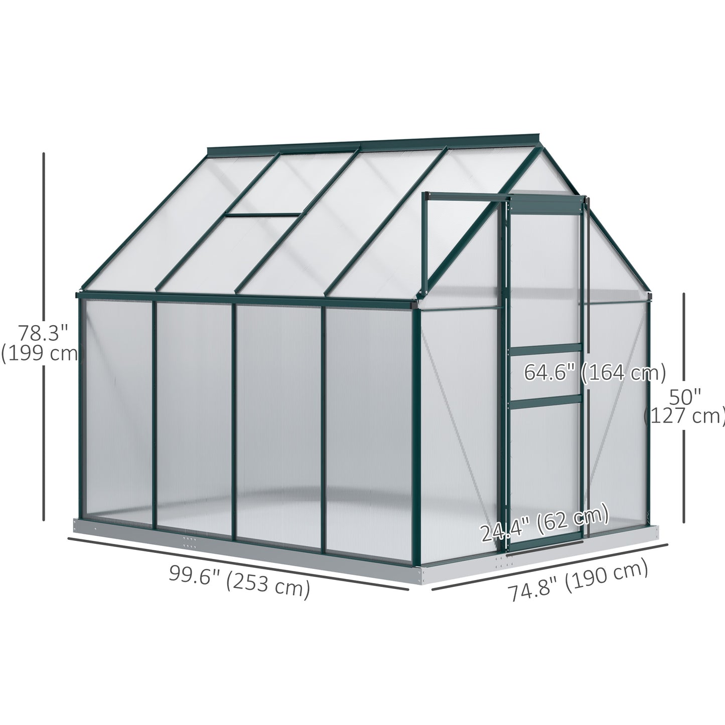 Serre de jardin polycarbonate 183 x 366 x 198 cm