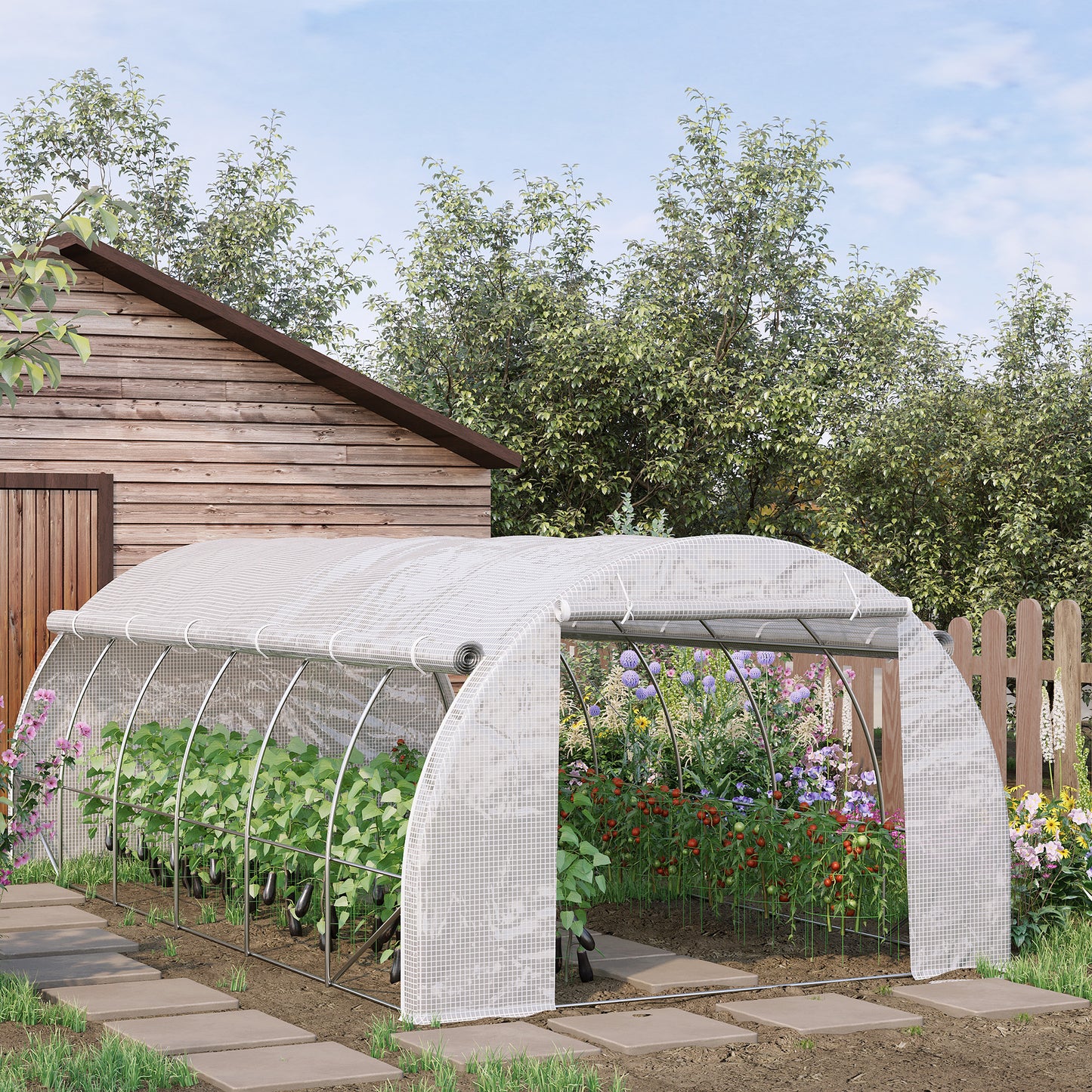  6x3x2m Tunnel Greenhouse with 12 Windows and UV Protection