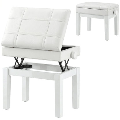 Banc de piano réglable en similicuir avec rangement