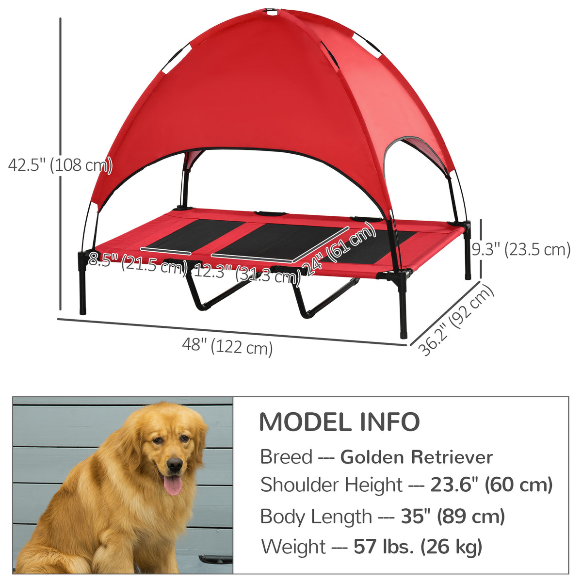 Lit surélevé pour chien avec auvent