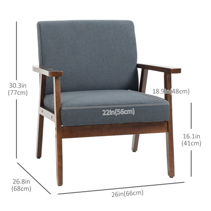 Fauteuil d'accent rembourré avec accoudoirs en bois