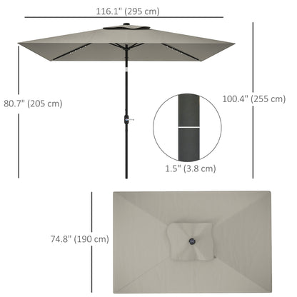 Parasol rectangulaire 6' x 10' avec éclairage LED solaire