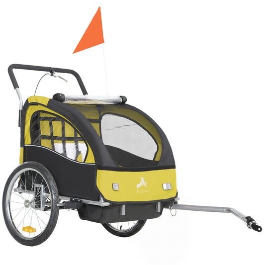 Remorque vélo enfants 2-en-1 avec poussette pliable