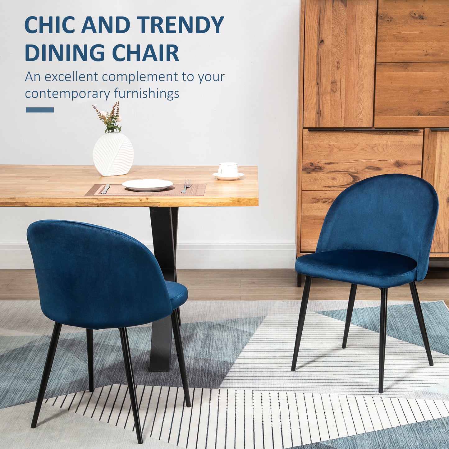 Chaises salle manger dossier mi-hauteur velours ensemble 2