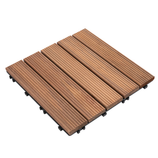 Dalles de terrasse en bois emboîtables — ensemble de 27