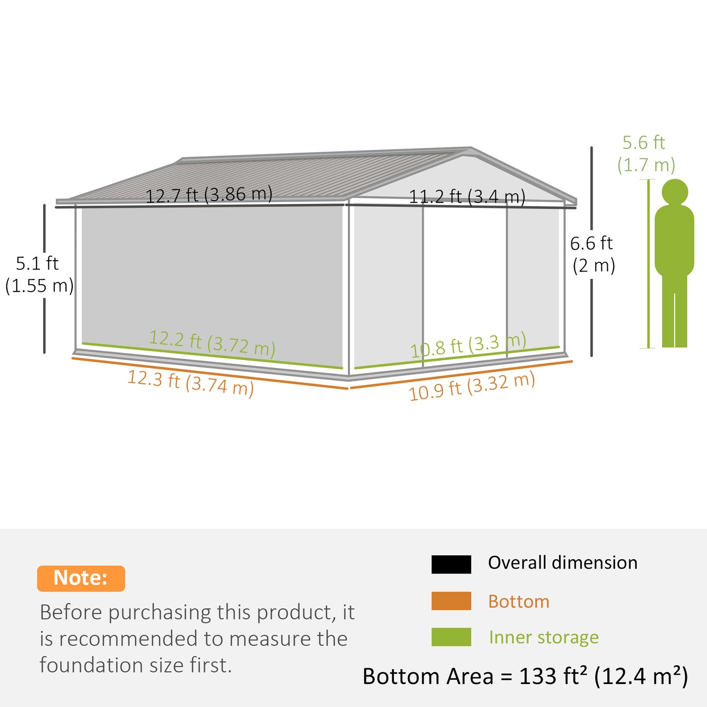Remise de jardin en acier galvanisé avec double porte coulissante