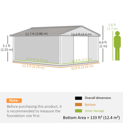 Remise de jardin en acier galvanisé avec double porte coulissante
